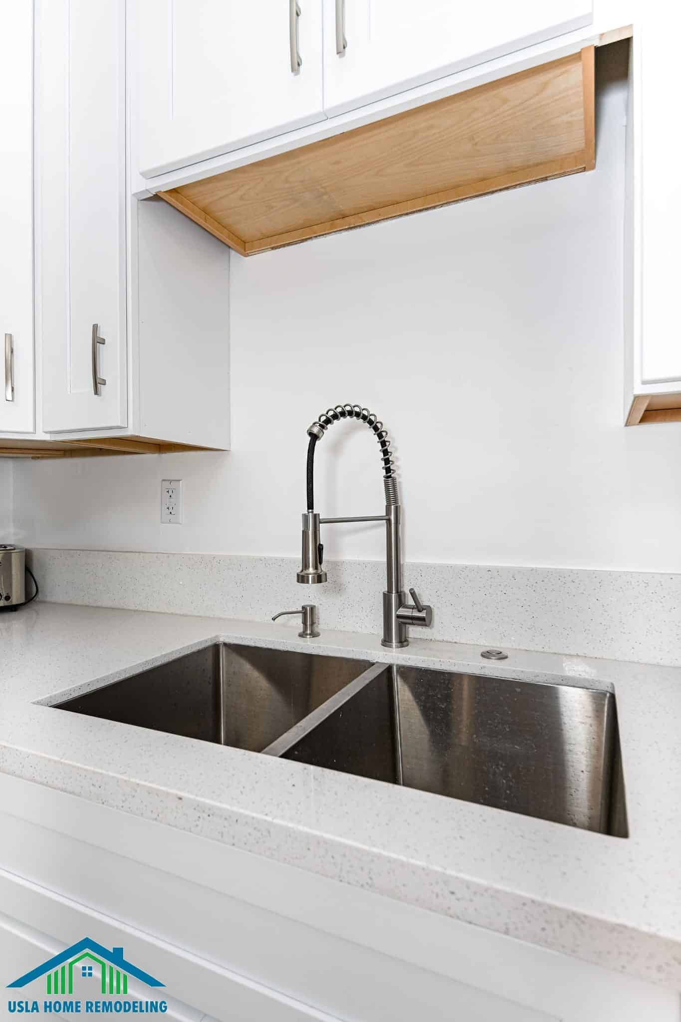 White shaker kitchen in a garage conversion ADU