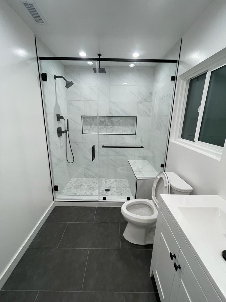 Walk-in shower after whole house remodel in Canoga Park